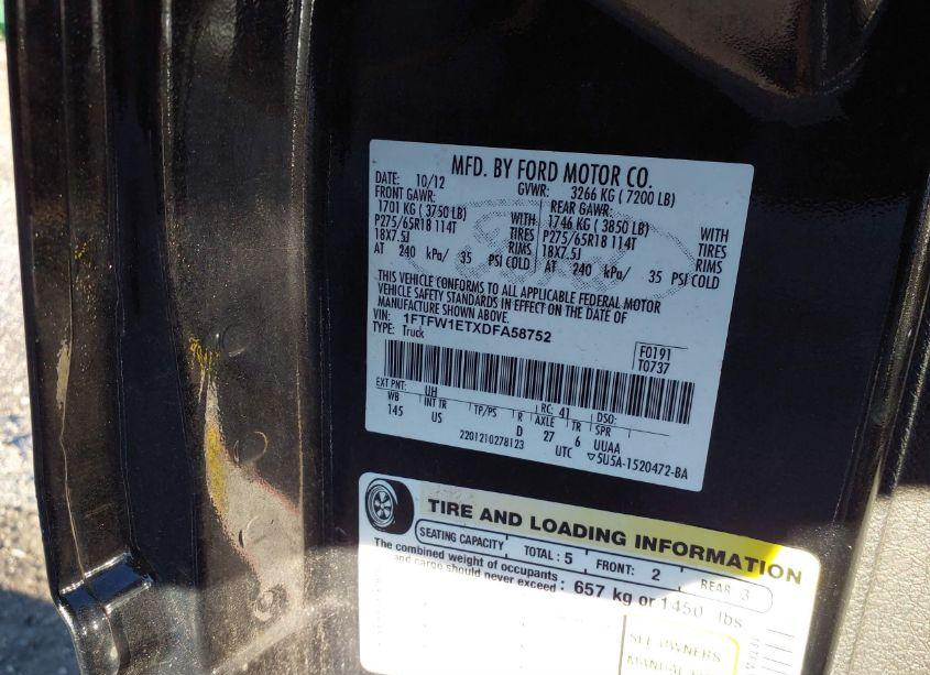 Photo 9 of 2013 Ford F-150 XLT (VIN 1FTFW1ETXDFA58752)