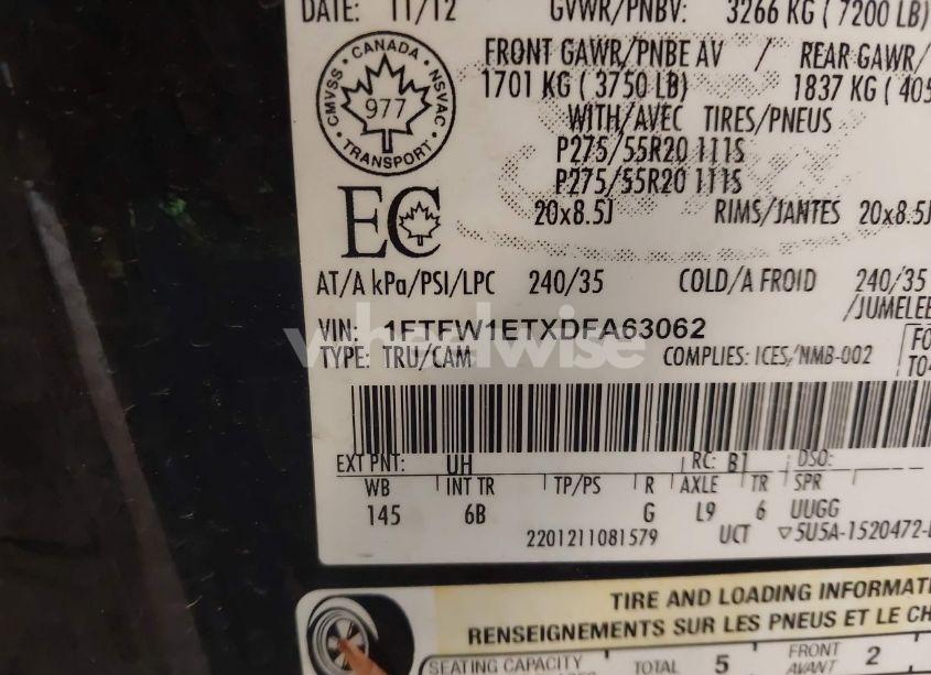 Photo 9 of 2013 Ford F-150 FX4 (VIN 1FTFW1ETXDFA63062)