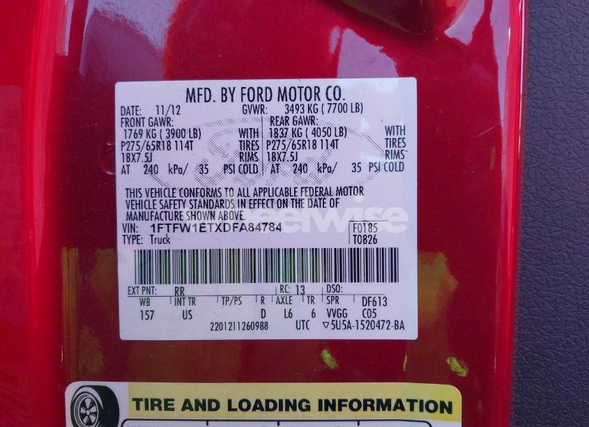 Photo 9 of 2013 Ford F-150 XLT (VIN 1FTFW1ETXDFA84784)