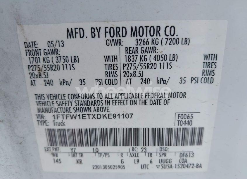 Photo 9 of 2013 Ford F-150 KING RANCH (VIN 1FTFW1ETXDKE91107)