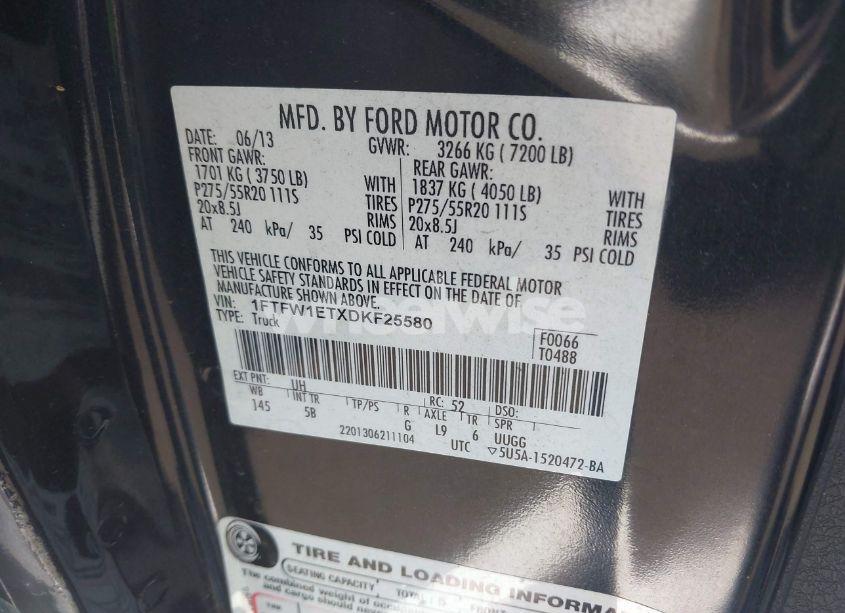 Photo 9 of 2013 Ford F-150 FX4 (VIN 1FTFW1ETXDKF25580)