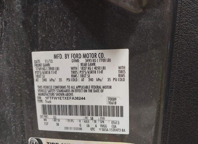 Photo 9 of 2014 Ford F-150 FX4 (VIN 1FTFW1ETXEFA38244)