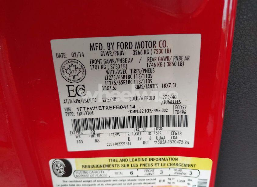 Photo 9 of 2014 Ford F-150 XLT (VIN 1FTFW1ETXEFB04114)