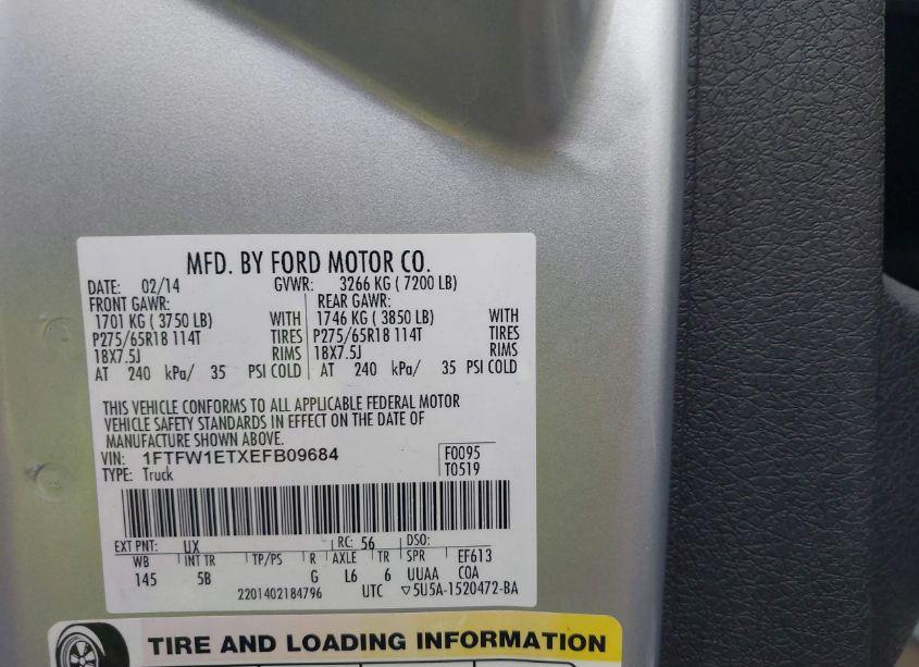 Photo 9 of 2014 Ford F-150 FX4 (VIN 1FTFW1ETXEFB09684)