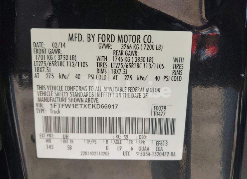 Photo 9 of 2014 Ford F-150 FX4 (VIN 1FTFW1ETXEKD66917)