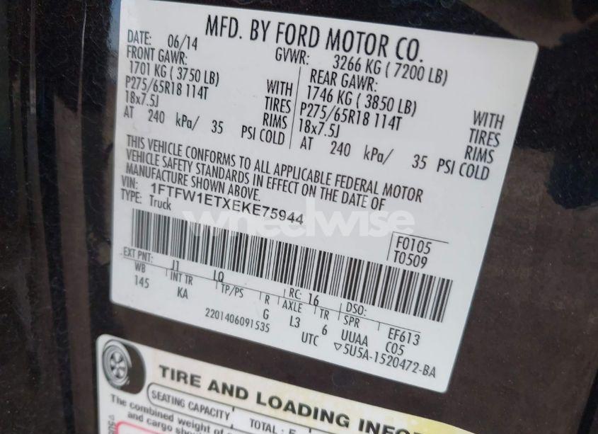 Photo 9 of 2014 Ford F-150 KING RANCH (VIN 1FTFW1ETXEKE75944)