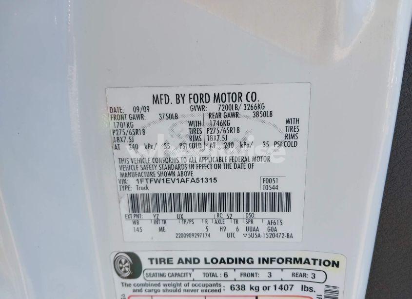Photo 8 of 2010 Ford F-150 FX4/HARLEY-DAVIDSON/KING RANCH/LARIAT/PLATINUM/XL/XLT (VIN 1FTFW1EV1AFA51315)
