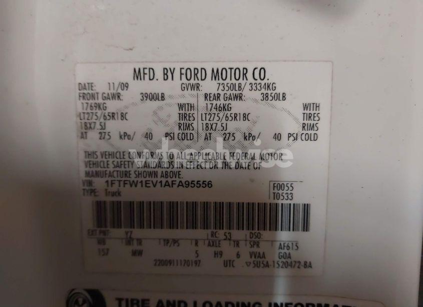 Photo 9 of 2010 Ford F-150 FX4/HARLEY-DAVIDSON/KING RANCH/LARIAT/PLATINUM/XL/XLT (VIN 1FTFW1EV1AFA95556)