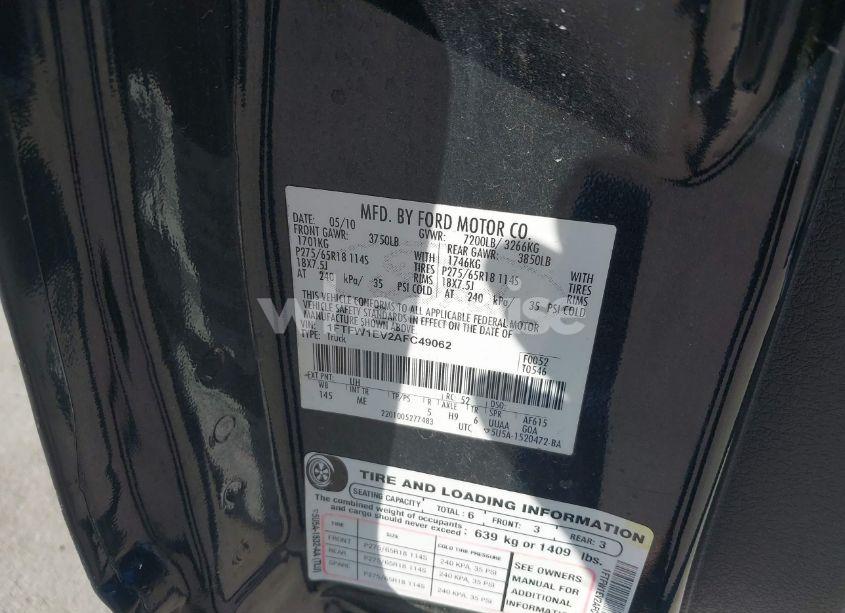 Photo 9 of 2010 Ford F-150 FX4/HARLEY-DAVIDSON/KING RANCH/LARIAT/PLATINUM/XL/XLT (VIN 1FTFW1EV2AFC49062)