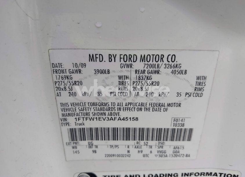Photo 9 of 2010 Ford F-150 FX4/HARLEY-DAVIDSON/KING RANCH/LARIAT/PLATINUM/XL/XLT (VIN 1FTFW1EV3AFA45158)