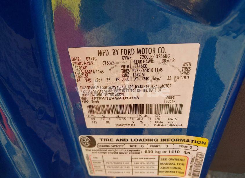 Photo 9 of 2010 Ford F-150 XLT (VIN 1FTFW1EV4AFD10198)