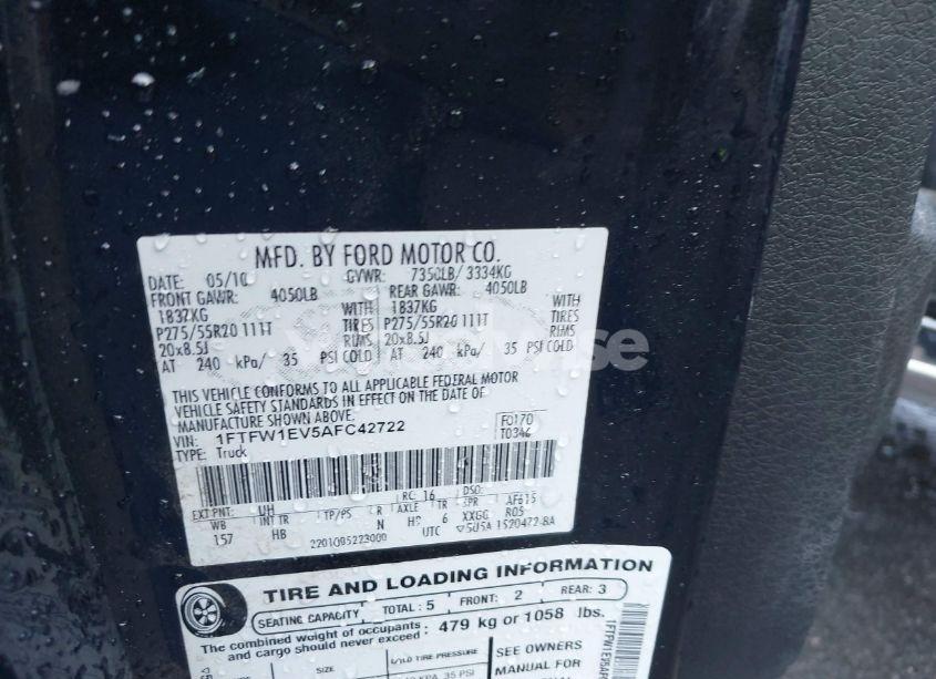 Photo 9 of 2010 Ford F-150 FX4/LARIAT/XL/XLT (VIN 1FTFW1EV5AFC42722)