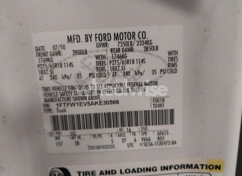 Photo 9 of 2010 Ford F-150 FX4/HARLEY-DAVIDSON/KING RANCH/LARIAT/PLATINUM/XL/XLT (VIN 1FTFW1EV5AKE30566)