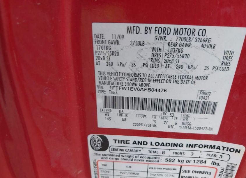 Photo 9 of 2010 Ford F-150 XLT (VIN 1FTFW1EV6AFB04476)