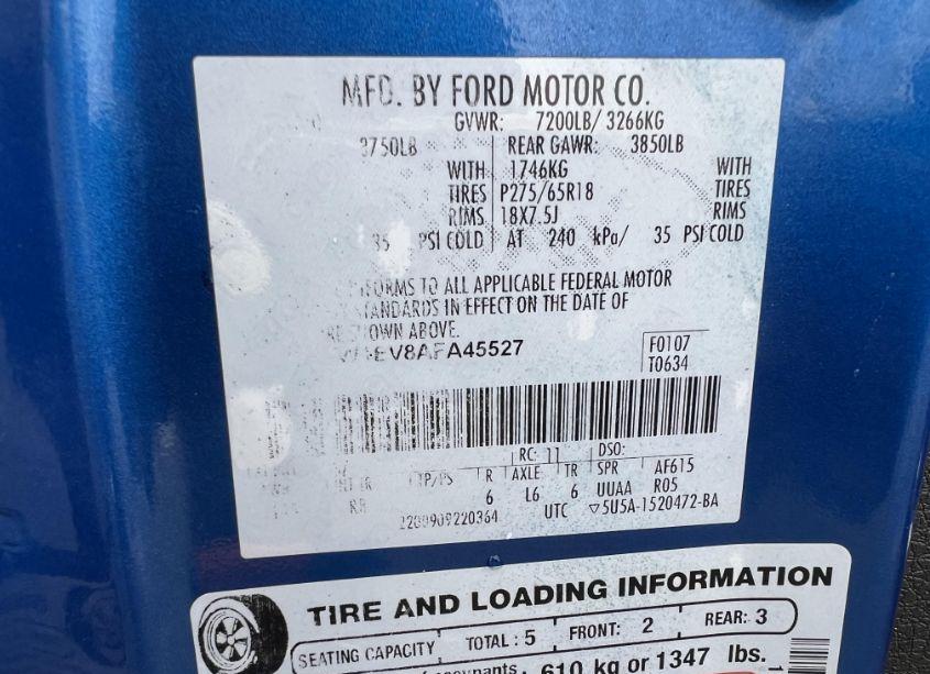 Photo 8 of 2010 Ford F-150 FX4/HARLEY-DAVIDSON/KING RANCH/LARIAT/PLATINUM/XL/XLT (VIN 1FTFW1EV8AFA45527)