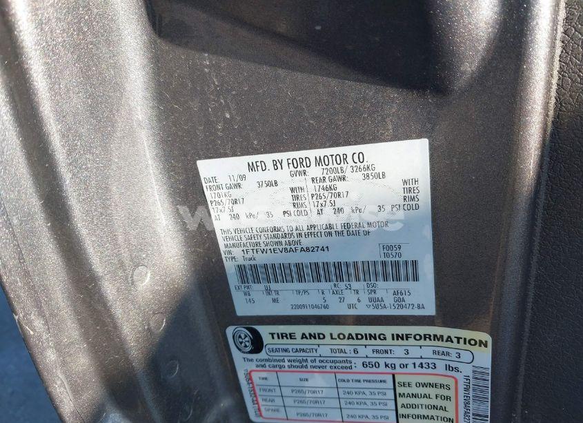 Photo 9 of 2010 Ford F-150 XLT (VIN 1FTFW1EV8AFA82741)