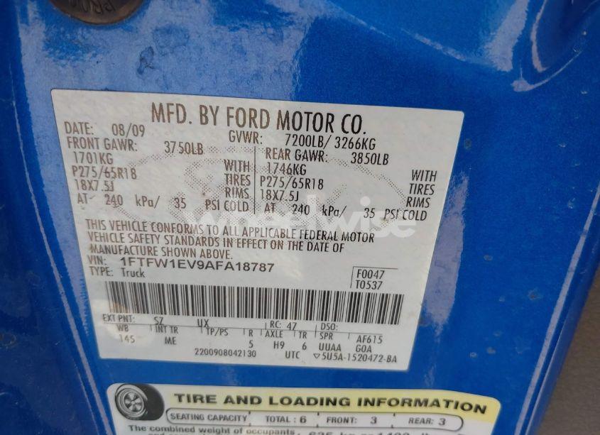 Photo 9 of 2010 Ford F-150 XLT (VIN 1FTFW1EV9AFA18787)