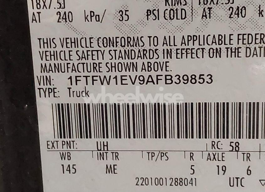 Photo 9 of 2010 Ford F-150 FX4/HARLEY-DAVIDSON/KING RANCH/LARIAT/PLATINUM/XL/XLT (VIN 1FTFW1EV9AFB39853)