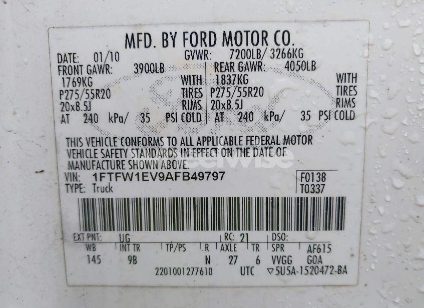 Photo 9 of 2010 Ford F-150 (VIN 1FTFW1EV9AFB49797)