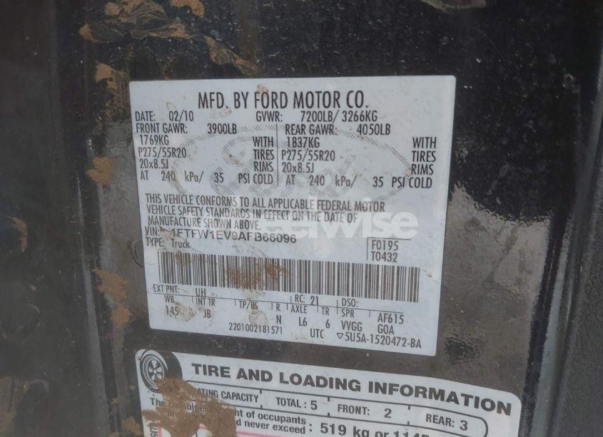 Photo 9 of 2010 Ford F-150 (VIN 1FTFW1EV9AFB66096)