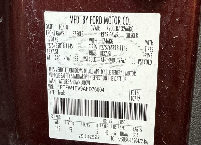 Photo 9 of 2010 Ford F150 N/A (VIN 1FTFW1EV9AFD76004)