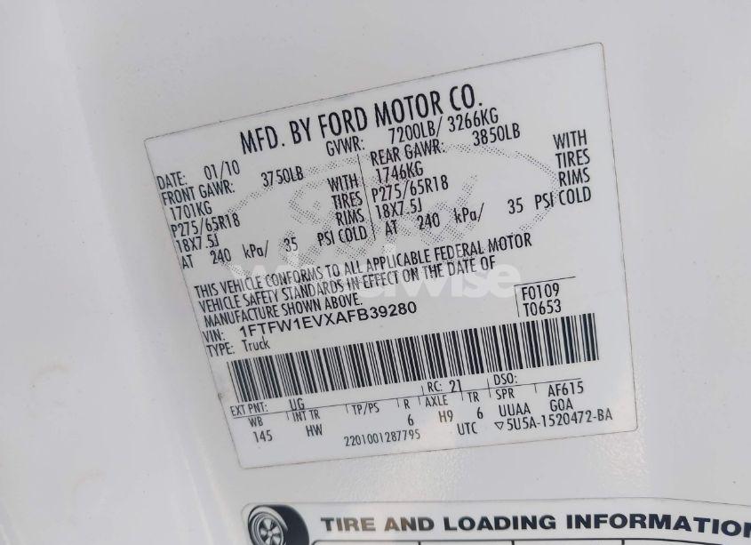 Photo 9 of 2010 Ford F-150 FX4/HARLEY-DAVIDSON/KING RANCH/LARIAT/PLATINUM/XL/XLT (VIN 1FTFW1EVXAFB39280)