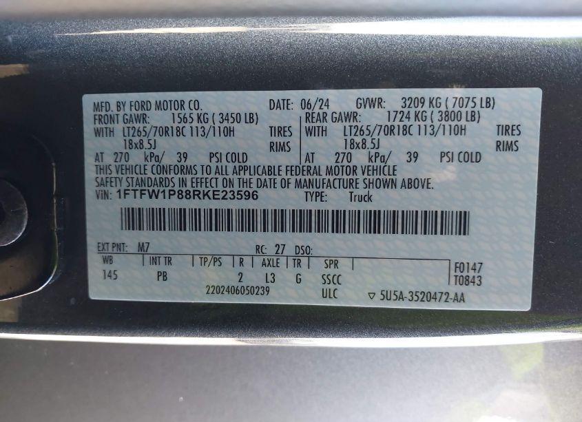 Photo 9 of 2024 Ford F-150 POLICE RESPONDER XL (VIN 1FTFW1P88RKE23596)