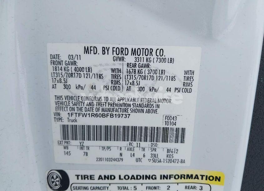 Photo 9 of 2011 Ford F-150 SVT RAPTOR (VIN 1FTFW1R60BFB19737)