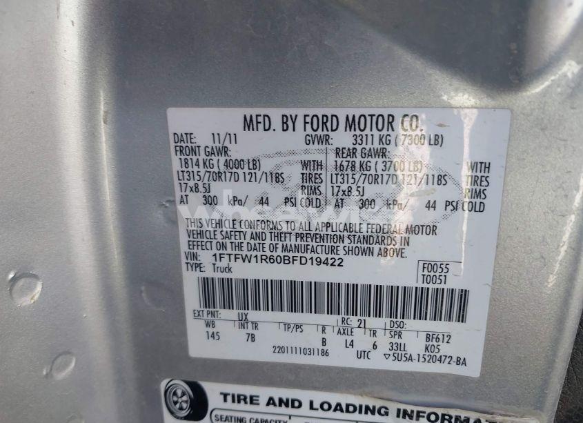 Photo 9 of 2011 Ford F-150 SVT RAPTOR (VIN 1FTFW1R60BFD19422)