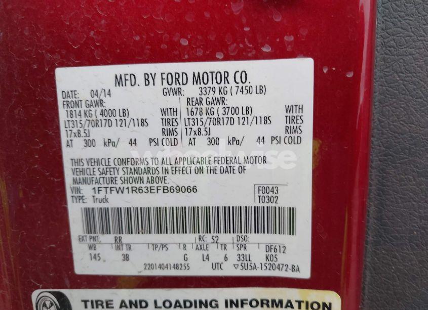 Photo 9 of 2014 Ford F-150 SVT RAPTOR (VIN 1FTFW1R63EFB69066)