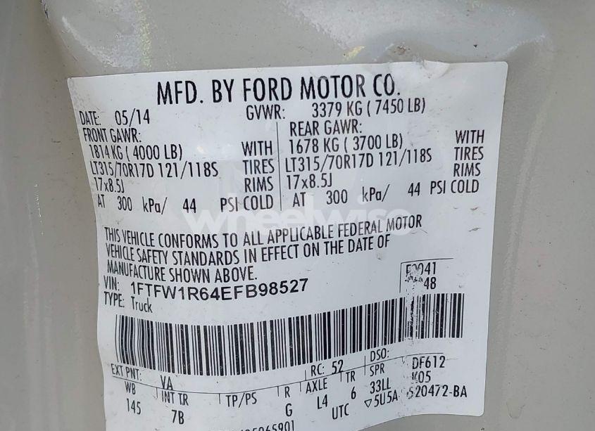 Photo 9 of 2014 Ford F-150 SVT RAPTOR (VIN 1FTFW1R64EFB98527)