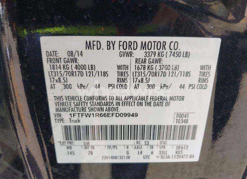 Photo 9 of 2014 Ford F-150 SVT RAPTOR (VIN 1FTFW1R66EFD09949)