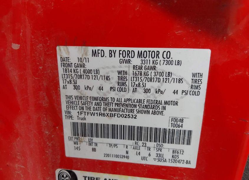 Photo 9 of 2011 Ford F-150 SVT RAPTOR (VIN 1FTFW1R6XBFD02532)