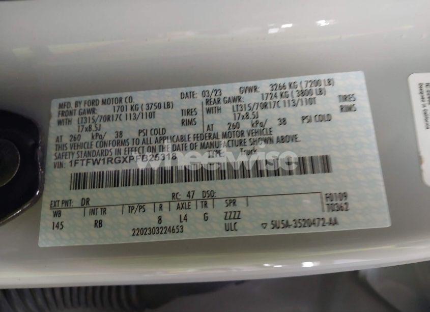 Photo 9 of 2023 Ford F-150 RAPTOR (VIN 1FTFW1RGXPFB25318)