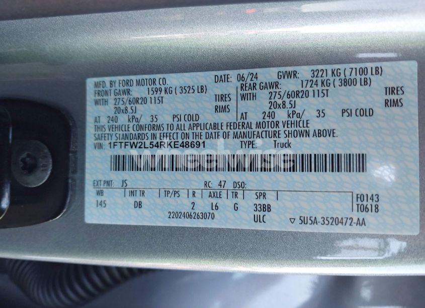 Photo 9 of 2024 Ford F-150 STX (VIN 1FTFW2L54RKE48691)