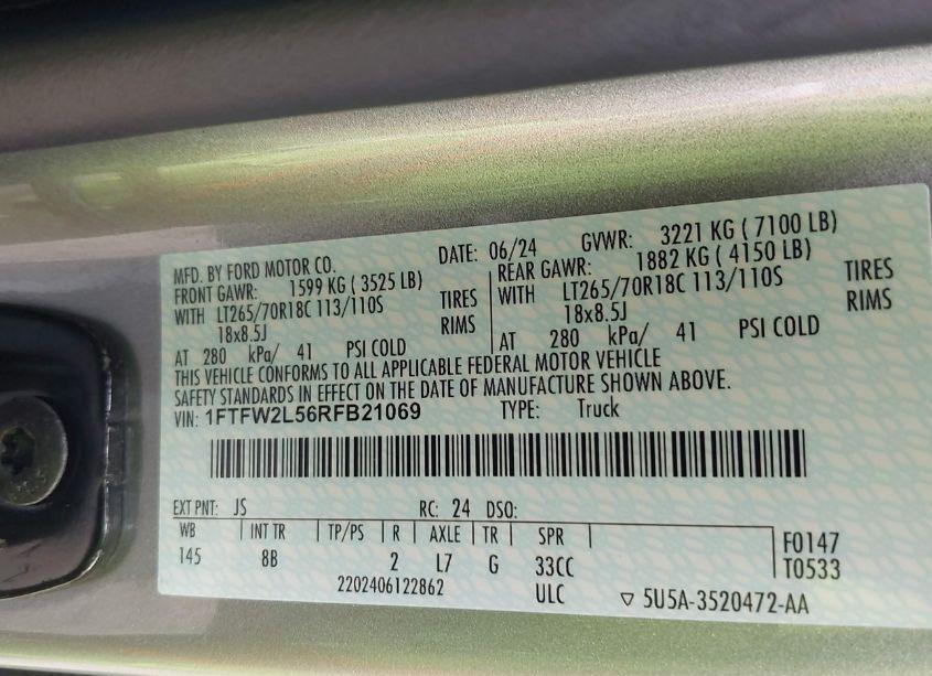 Photo 8 of 2024 Ford F-150 STX (VIN 1FTFW2L56RFB21069)