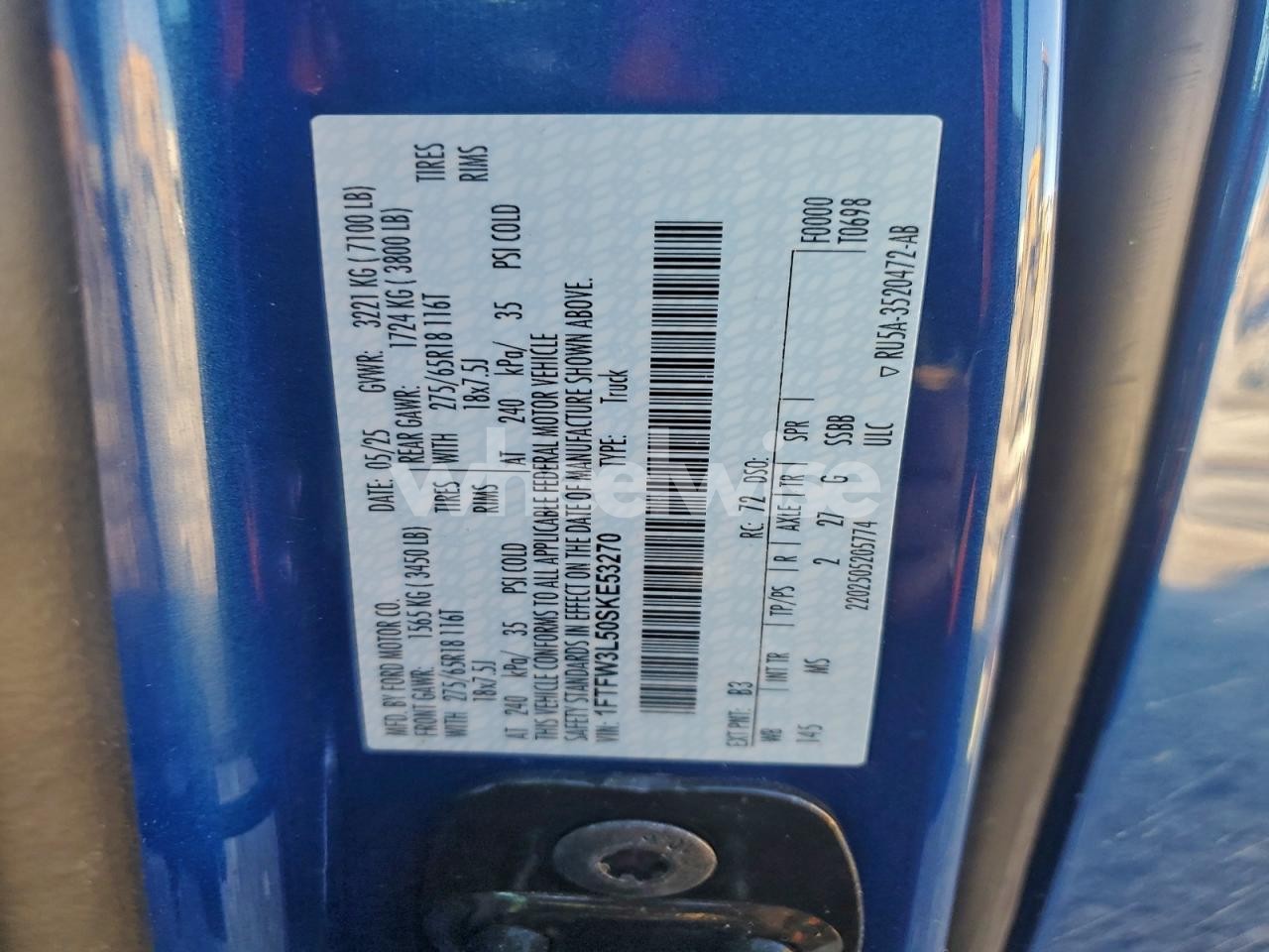 Photo 12 of 2025 FORD F150 XLT (VIN 1FTFW3L50SKE53270)