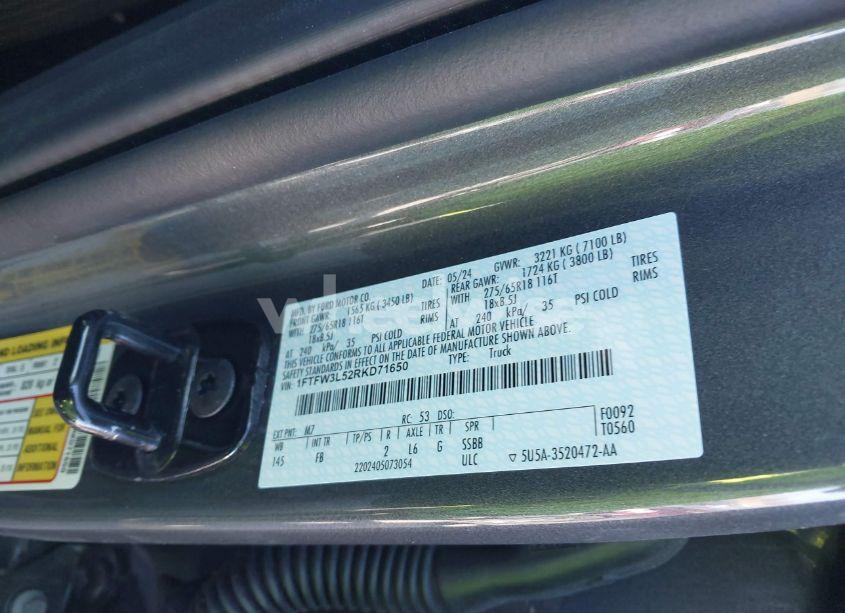 Photo 9 of 2024 Ford F-150 XLT (VIN 1FTFW3L52RKD71650)