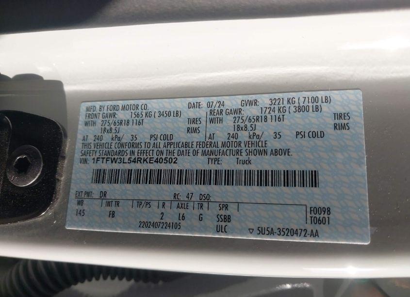 Photo 9 of 2024 Ford F-150 XLT (VIN 1FTFW3L54RKE40502)