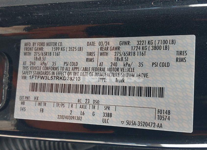 Photo 9 of 2024 Ford F-150 XLT (VIN 1FTFW3L57RKD28213)