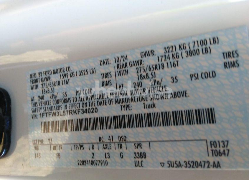 Photo 9 of 2024 Ford F-150 XLT (VIN 1FTFW3L57RKF34020)