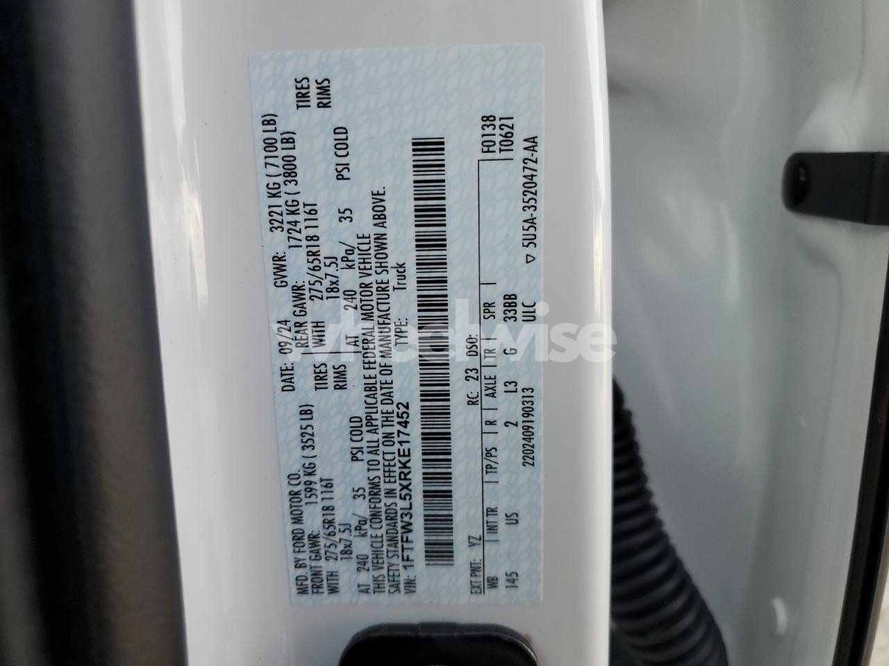 Photo 13 of 2024 FORD F150 XLT (VIN 1FTFW3L5XRKE17452)