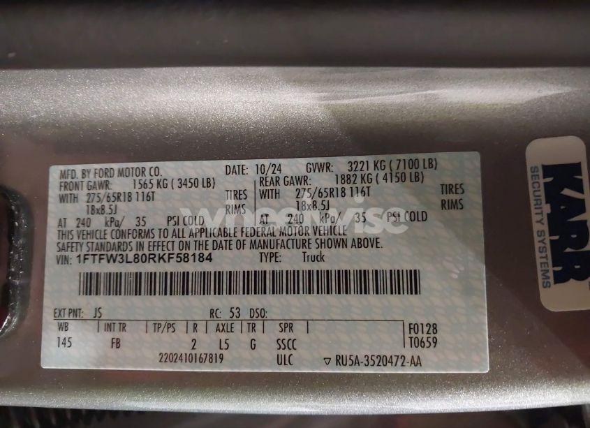 Photo 9 of 2024 Ford F-150 XLT (VIN 1FTFW3L80RKF58184)