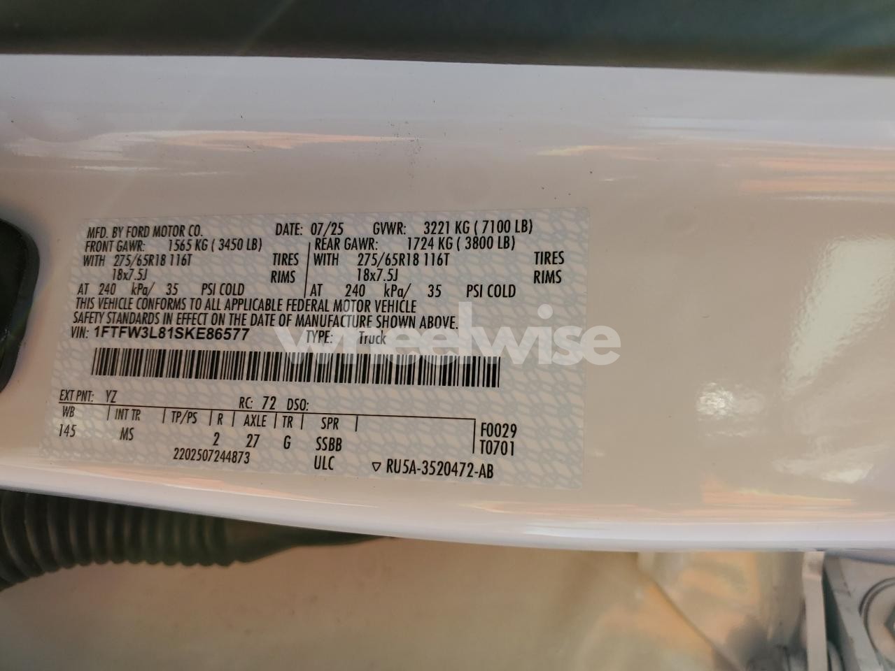 Photo 13 of 2025 FORD F150 XLT (VIN 1FTFW3L81SKE86577)