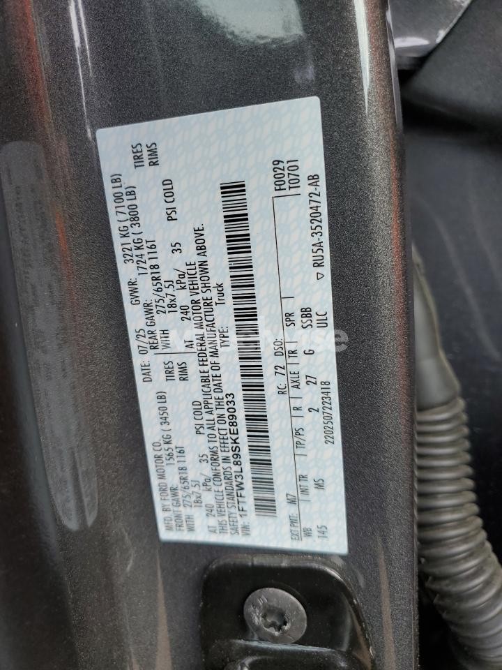 Photo 13 of 2025 FORD F150 XLT (VIN 1FTFW3L89SKE89033)