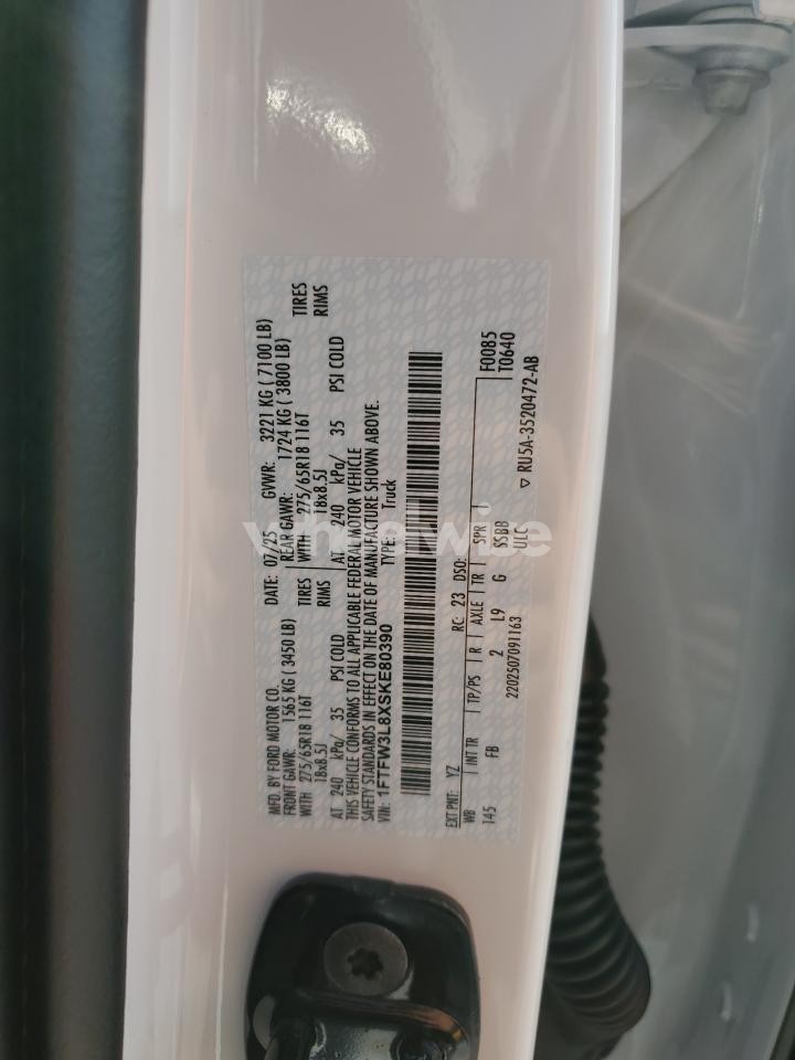 Photo 12 of 2025 FORD F150 XLT (VIN 1FTFW3L8XSKE80390)