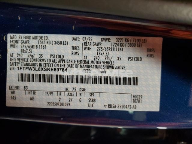 Photo 12 of 2025 FORD F150 XLT (VIN 1FTFW3L8XSKE89784)