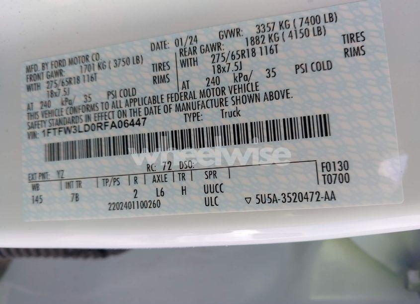 Photo 9 of 2024 Ford F-150 XLT (VIN 1FTFW3LD0RFA06447)