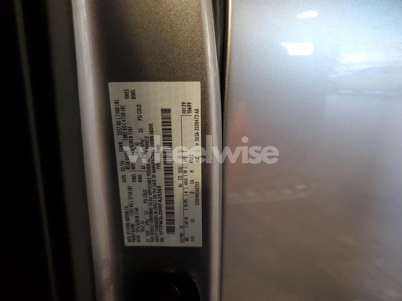 Photo 12 of 2024 FORD F150 XLT (VIN 1FTFW3LD0RFA25385)