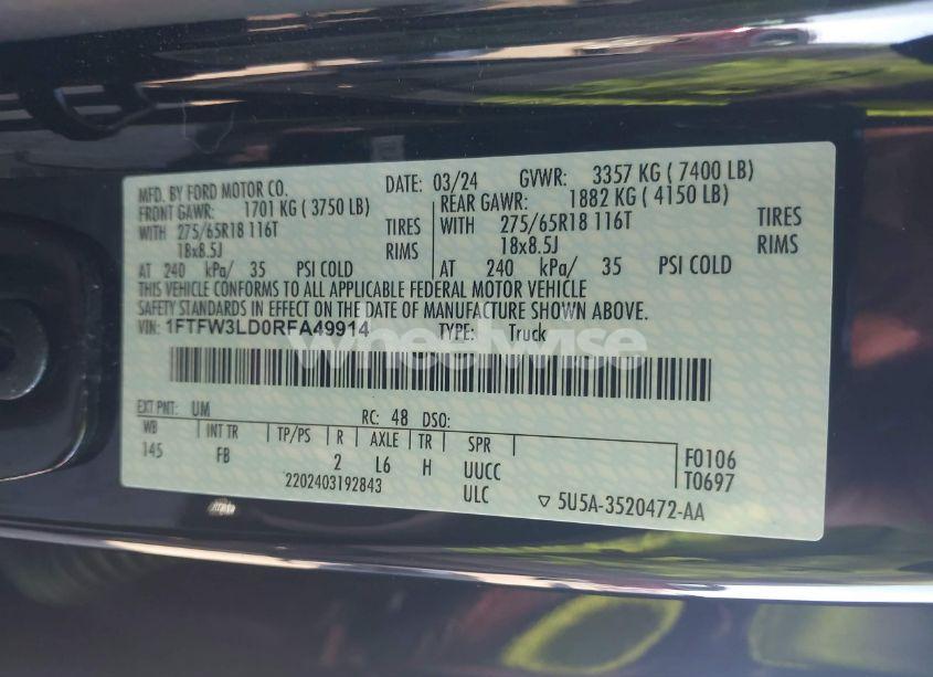 Photo 9 of 2024 Ford F-150 XLT (VIN 1FTFW3LD0RFA49914)